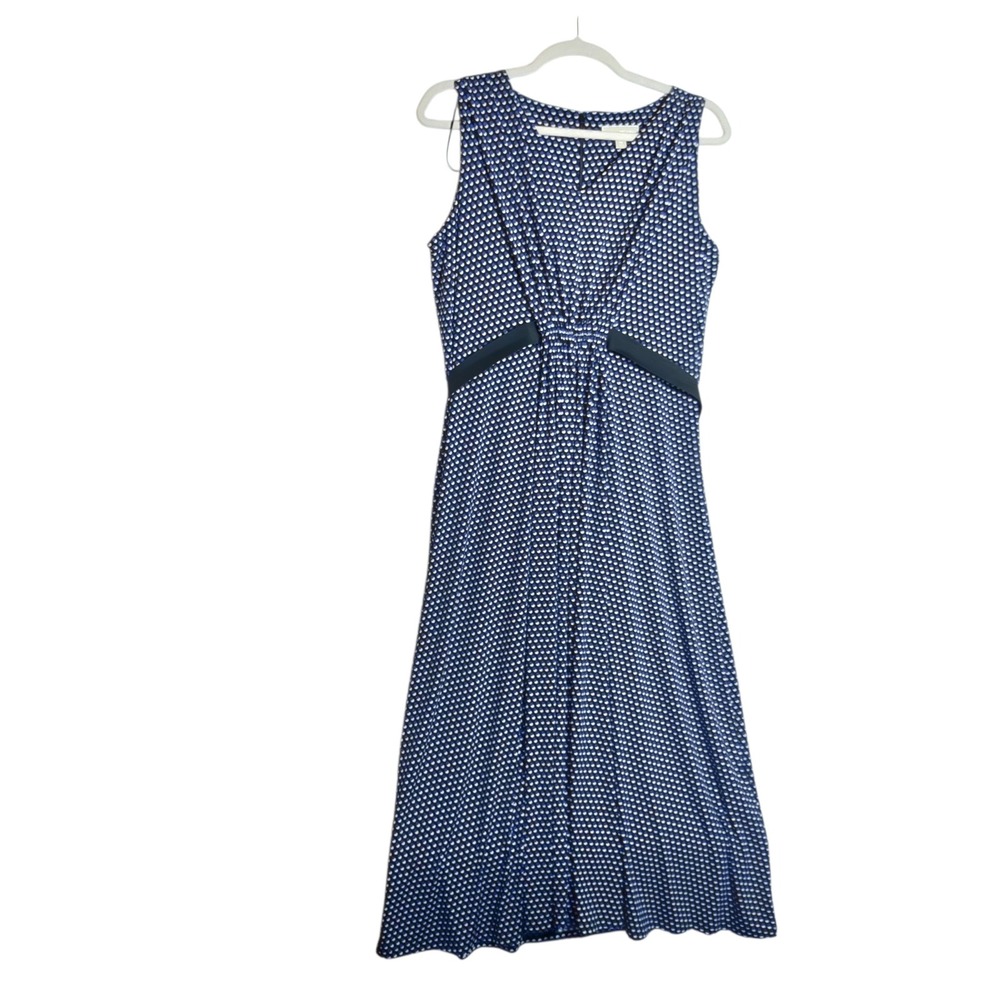 Michael Michael‎ Kors Blue White Dot Print Sleeveless Midi Dress Plus 3X V-Neck